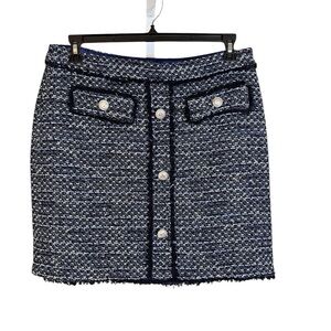 Generation Love Sandra Tweed Navy Silver Mini Skirt Women’s Size 14 NWT